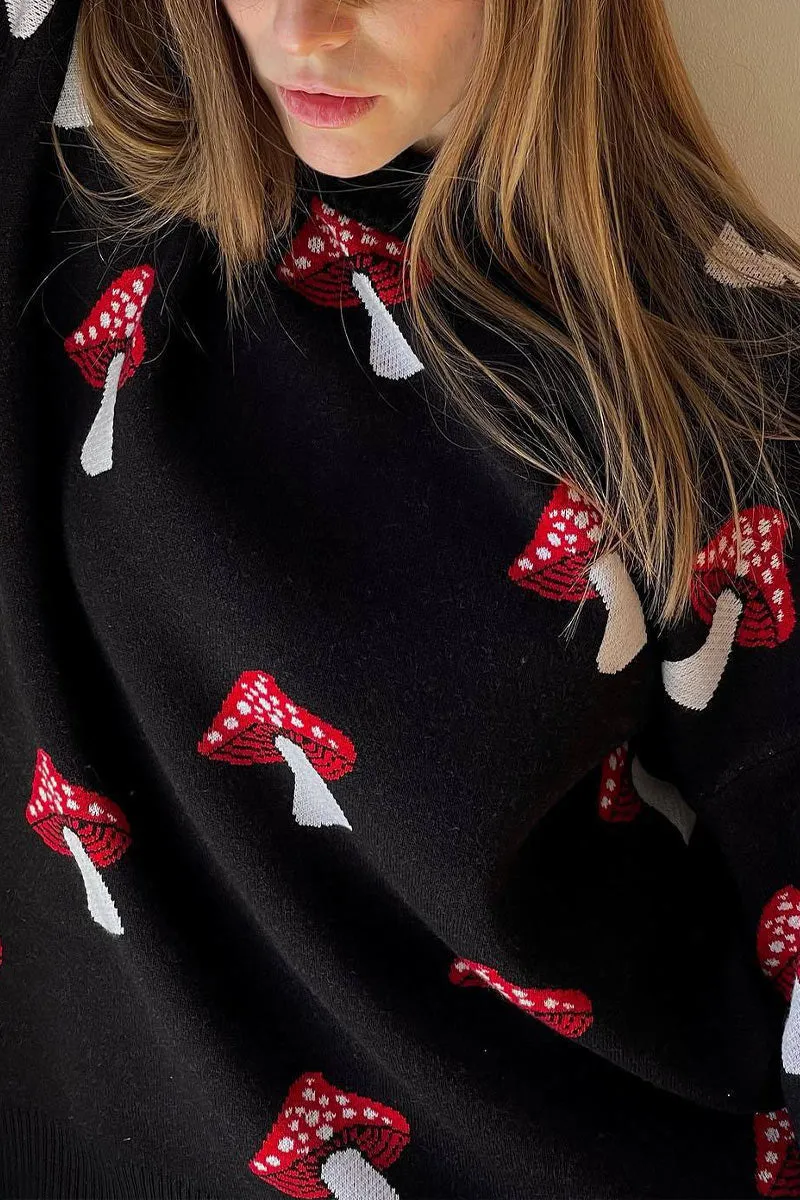 WH608 Mushroom Print Sweater