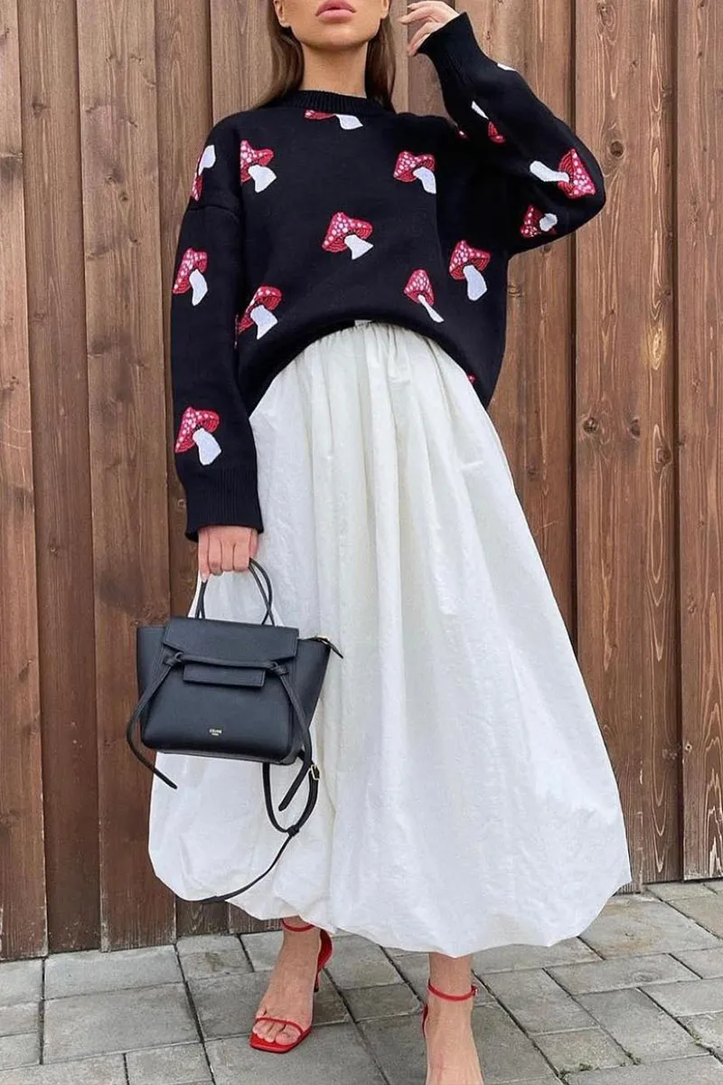 WH608 Mushroom Print Sweater