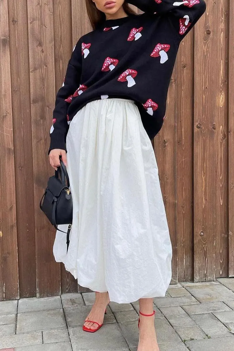 WH608 Mushroom Print Sweater