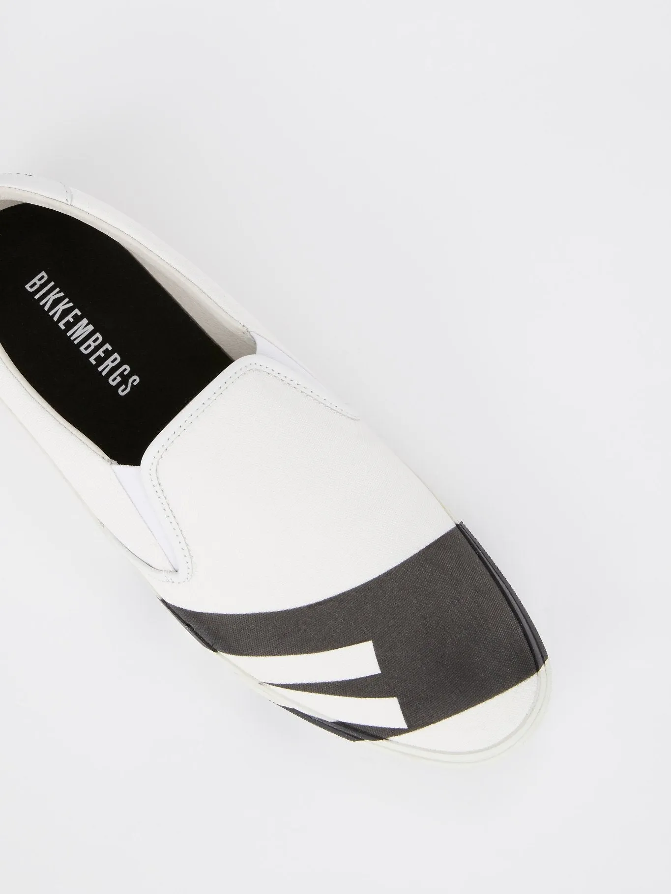 White Contrast Detail Slip On Sneakers