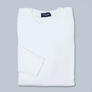 White Cotton Blend Long Sleeve Sweater