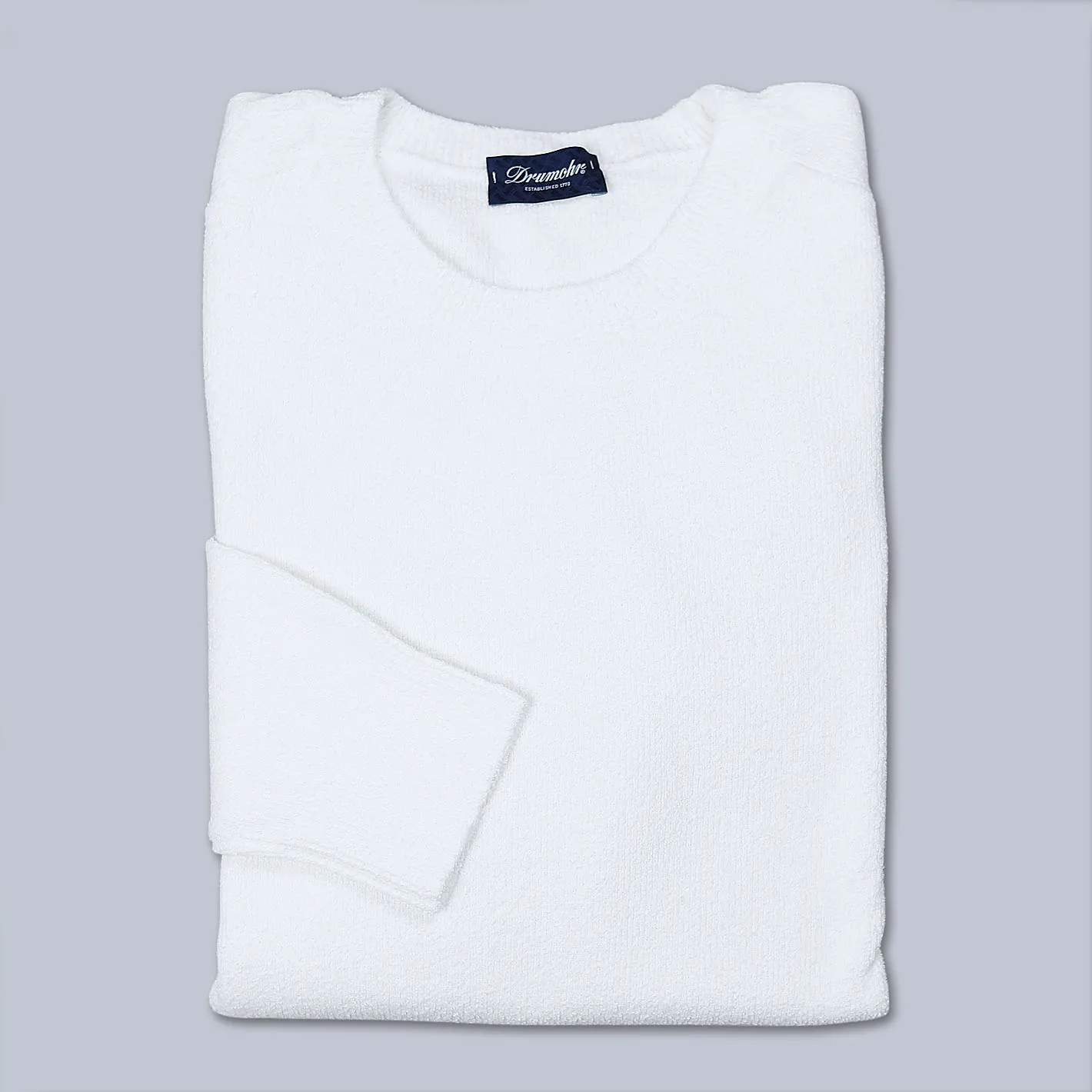 White Cotton Blend Long Sleeve Sweater