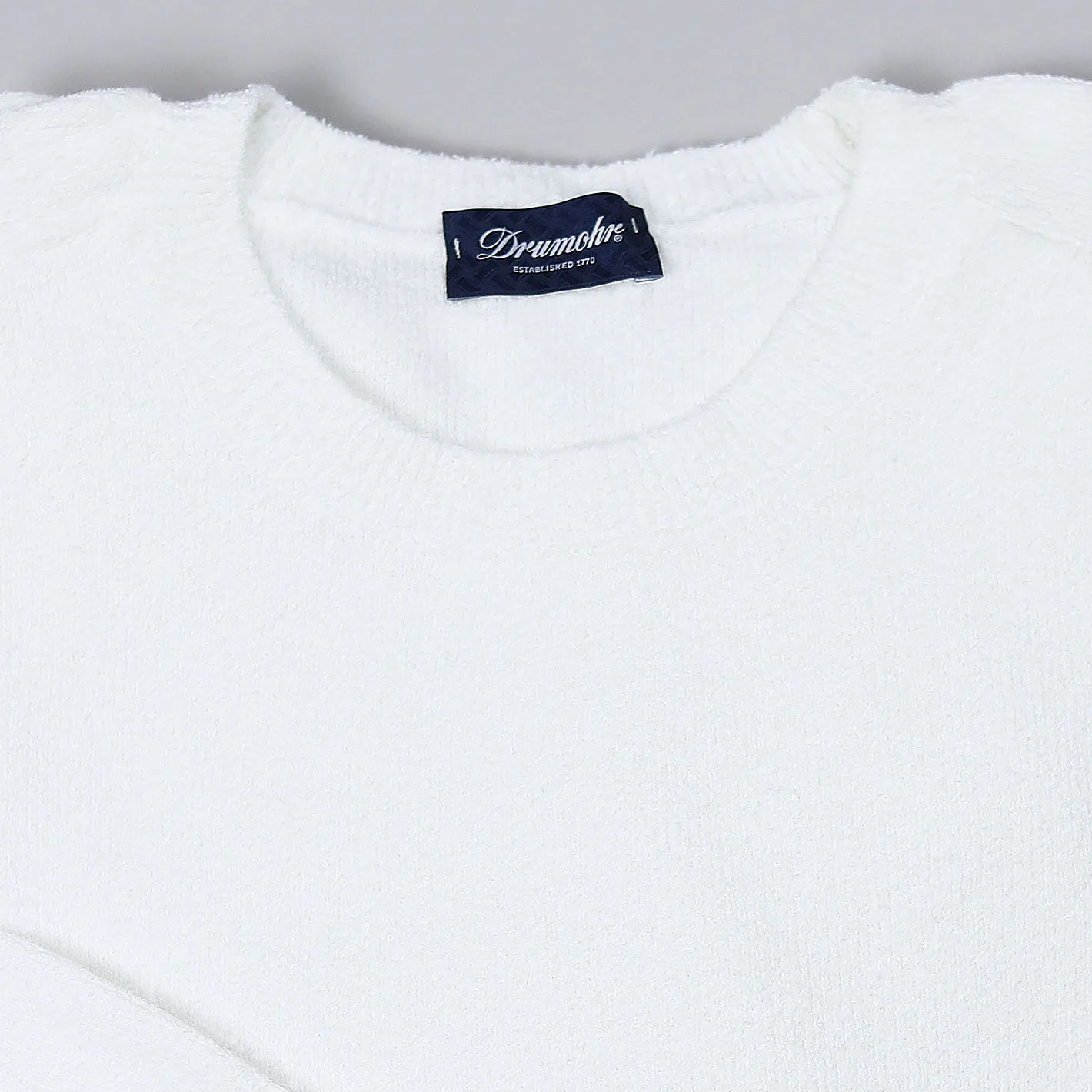 White Cotton Blend Long Sleeve Sweater