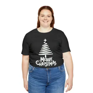 White Merry Christmas Tree T-Shirt | Christmas Holiday Tee |  Bella Canvas 3001Unisex | Happy Holidays Party Short Sleeve Tshirt