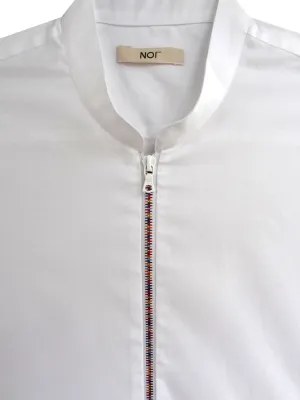 White Zipper Shirt Rainbow with Mandarin Collar