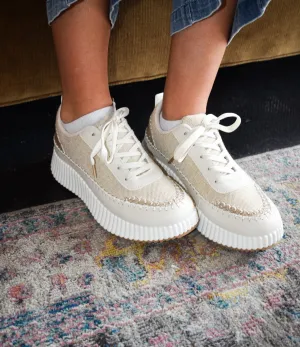 Willow Woven Sneakers- Canvas/Gold