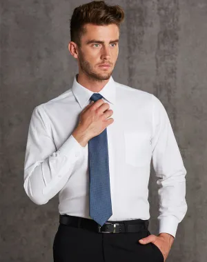 Winning Spirit-Men's Mini Herringbone Long Sleeve Shirt-M7112