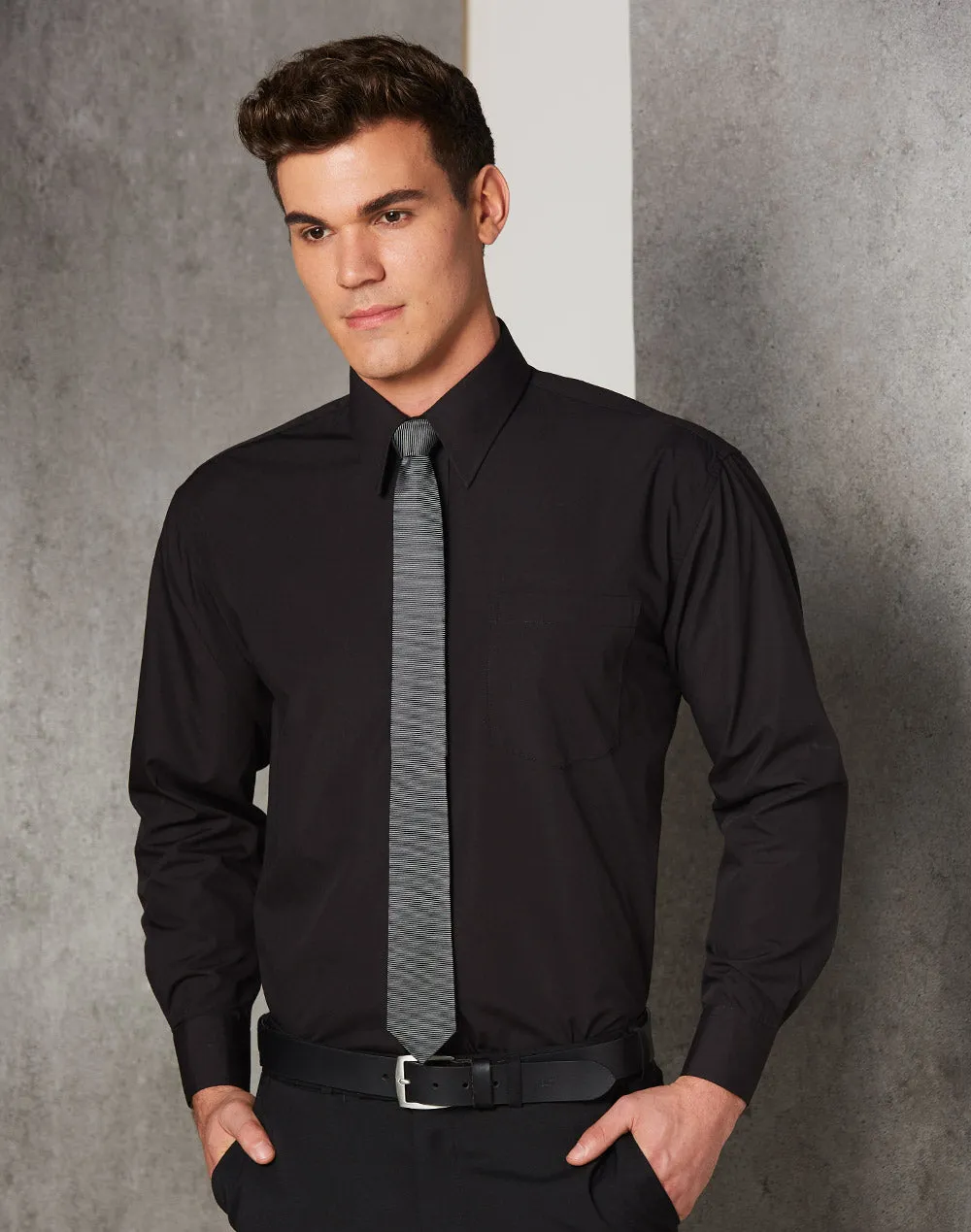 Winning Spirit-Men's Poplin Long Sleeve Business Shirt-BS01L
