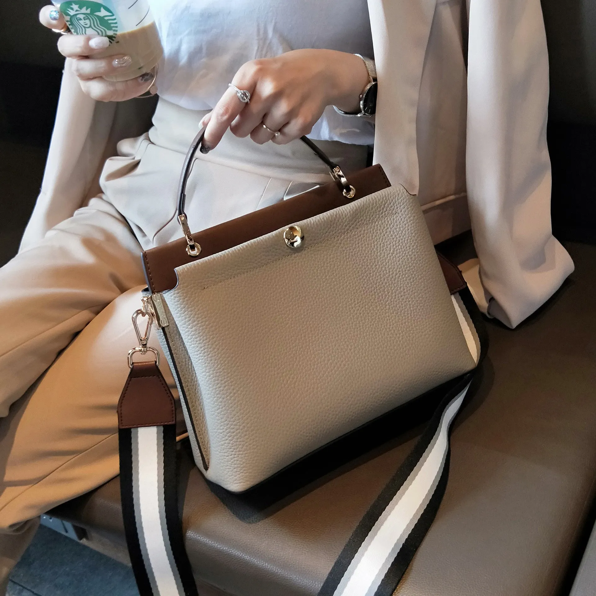 Women All-match Real Skin Cross Body Bag Classic Satchel Purse