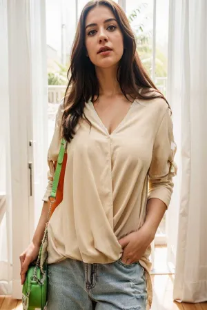 women s blouses loose solid belted long sleeve blouse