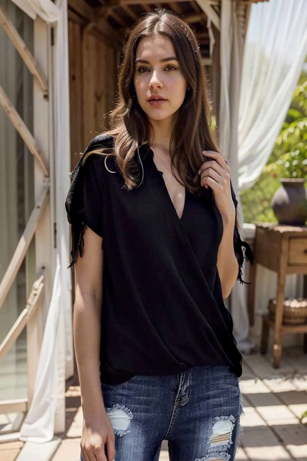 women s blouses loose solid belted long sleeve blouse