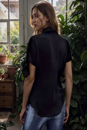 women s blouses loose solid belted long sleeve blouse