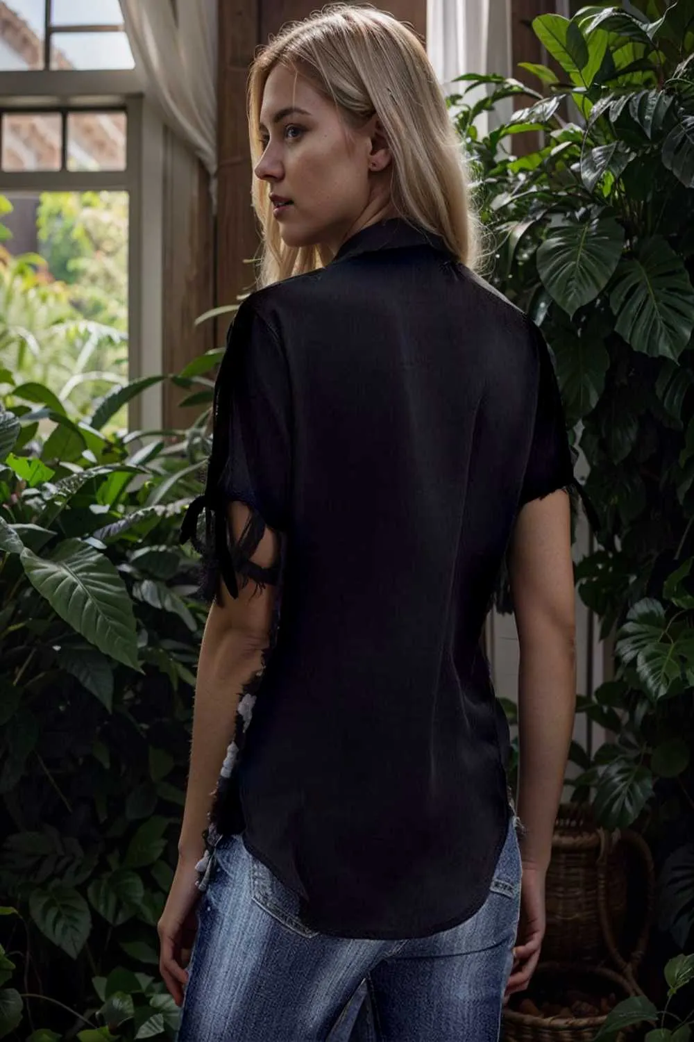 women s blouses loose solid belted long sleeve blouse