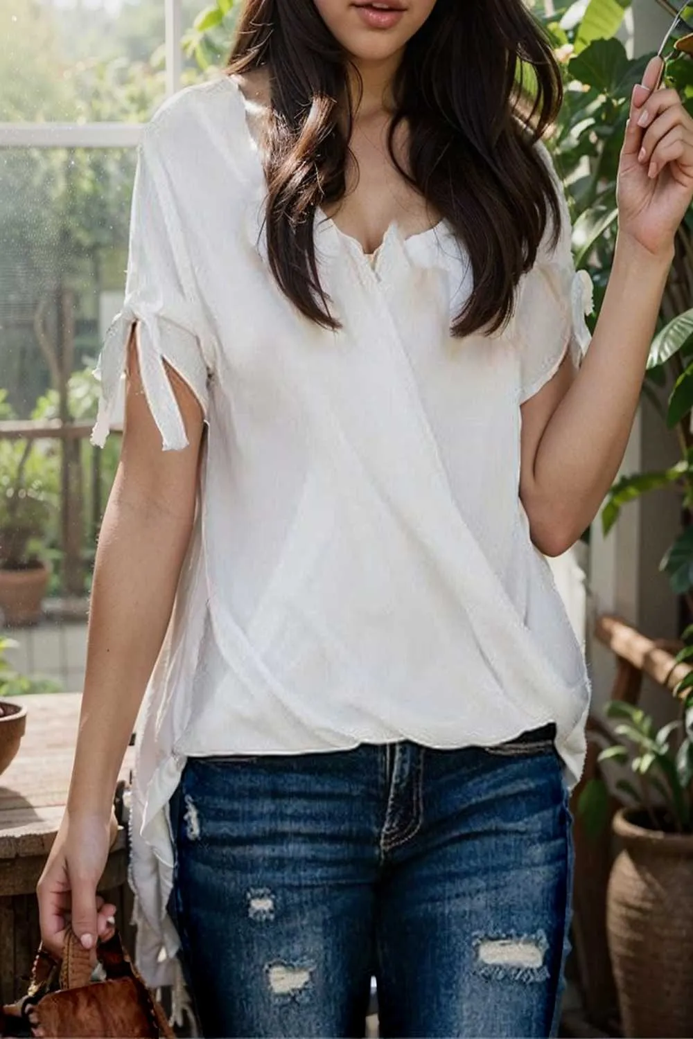 women s blouses loose solid belted long sleeve blouse