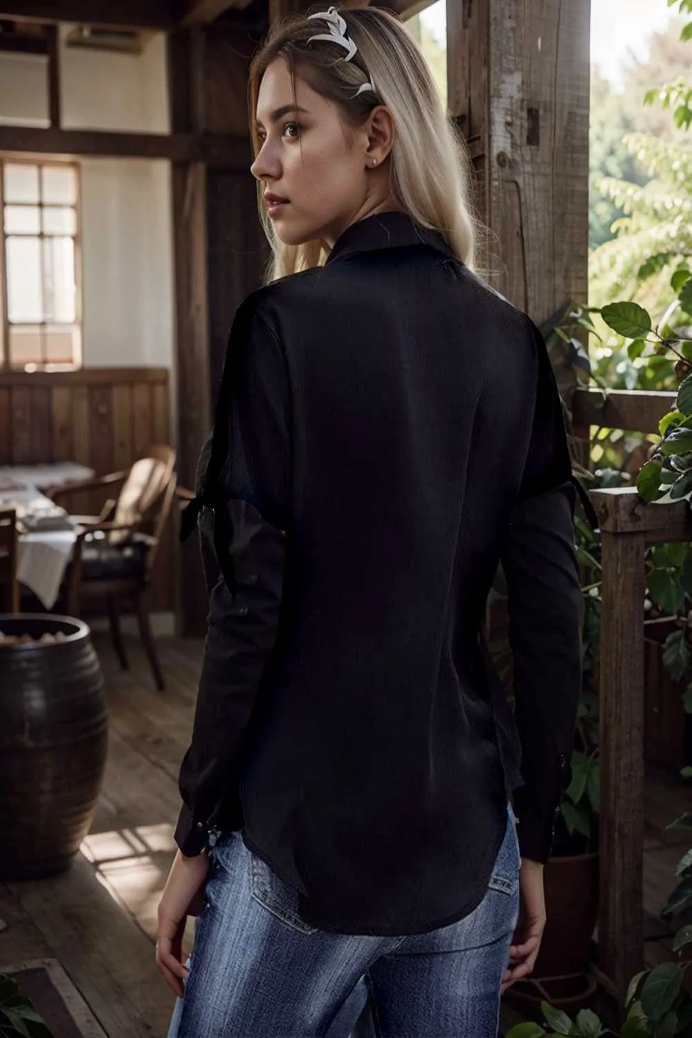 women s blouses loose solid belted long sleeve blouse
