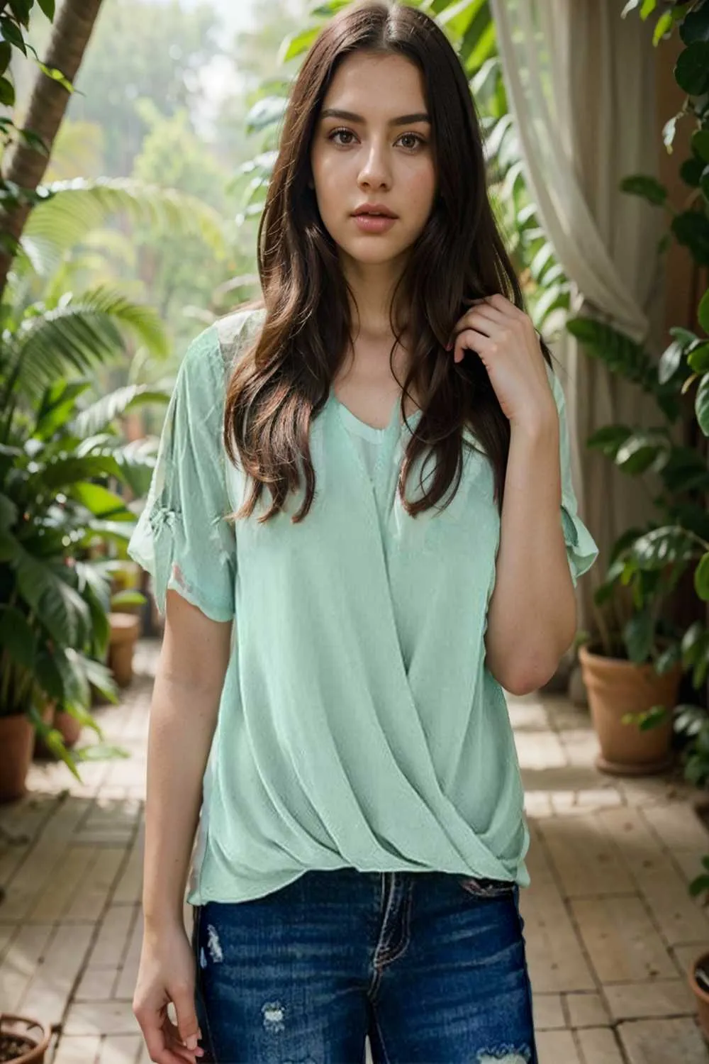 women s blouses loose solid belted long sleeve blouse