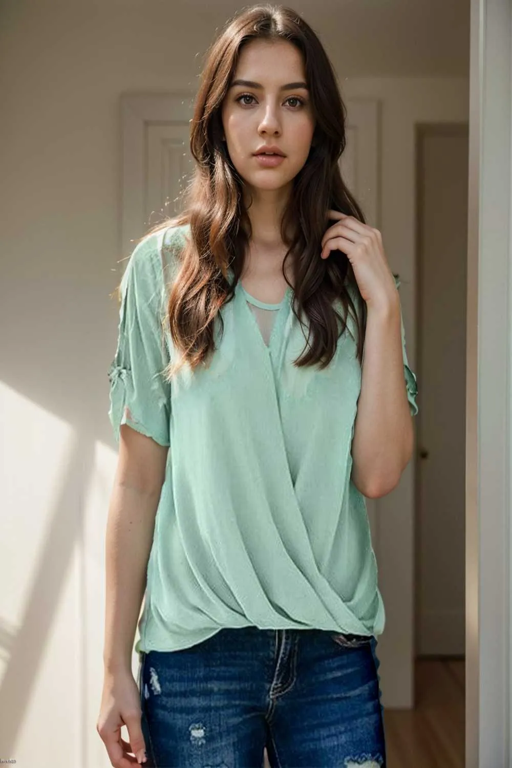 women s blouses loose solid belted long sleeve blouse
