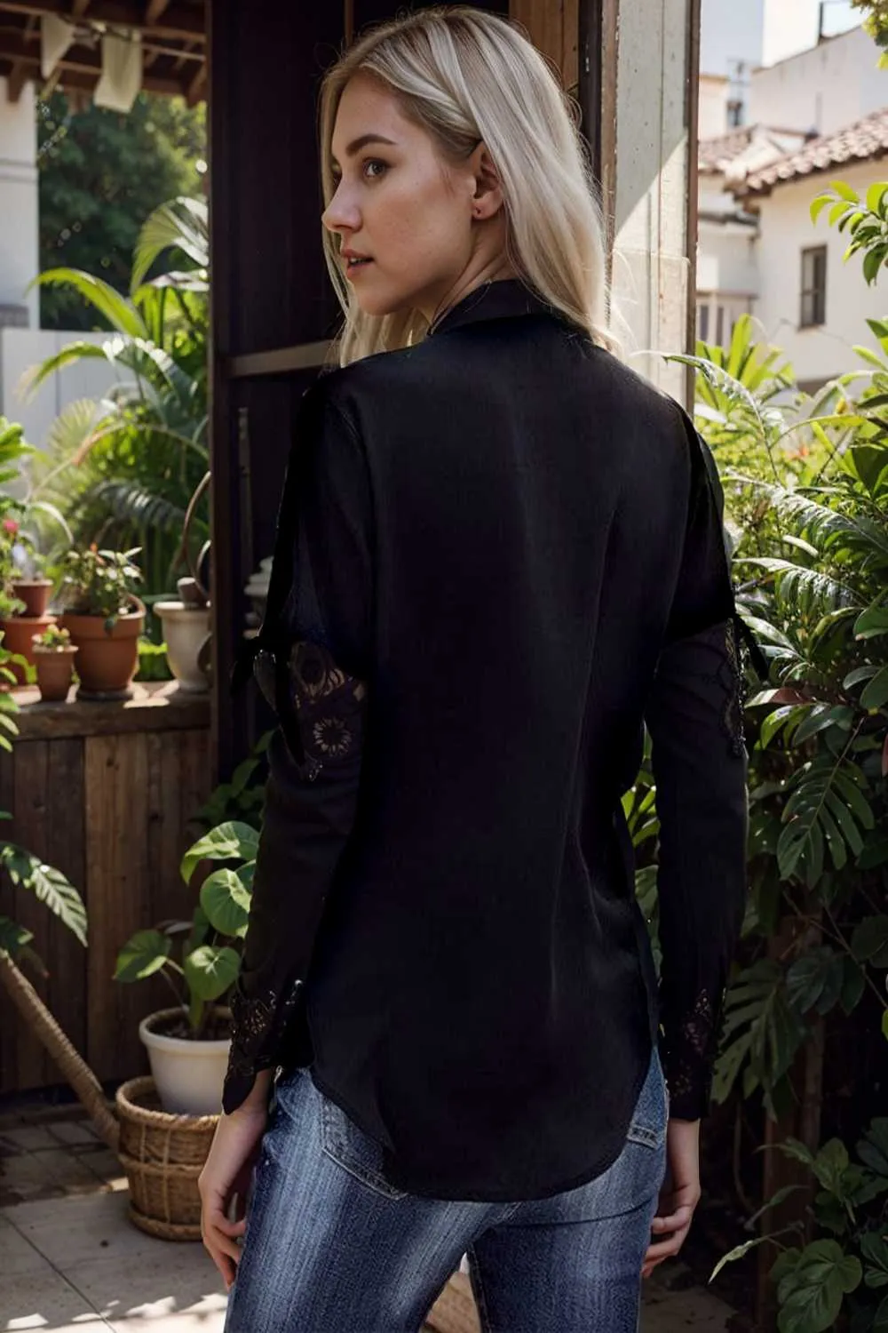 women s blouses loose solid belted long sleeve blouse