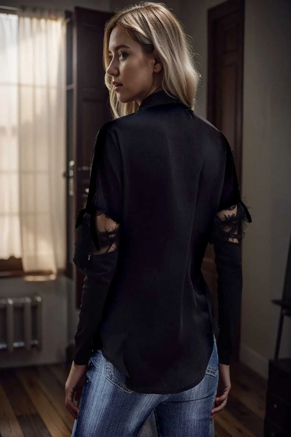 women s blouses loose solid belted long sleeve blouse