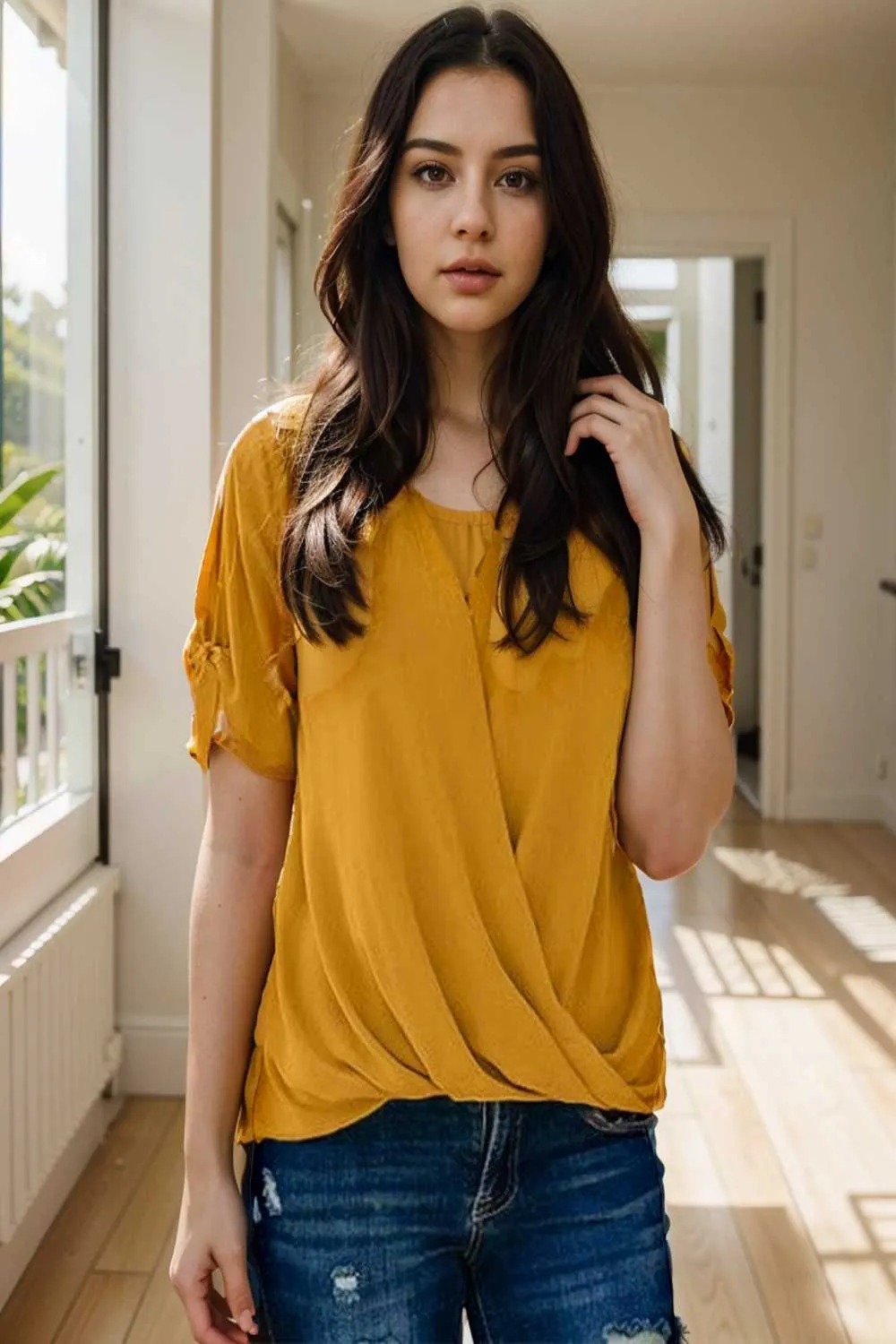 women s blouses loose solid belted long sleeve blouse
