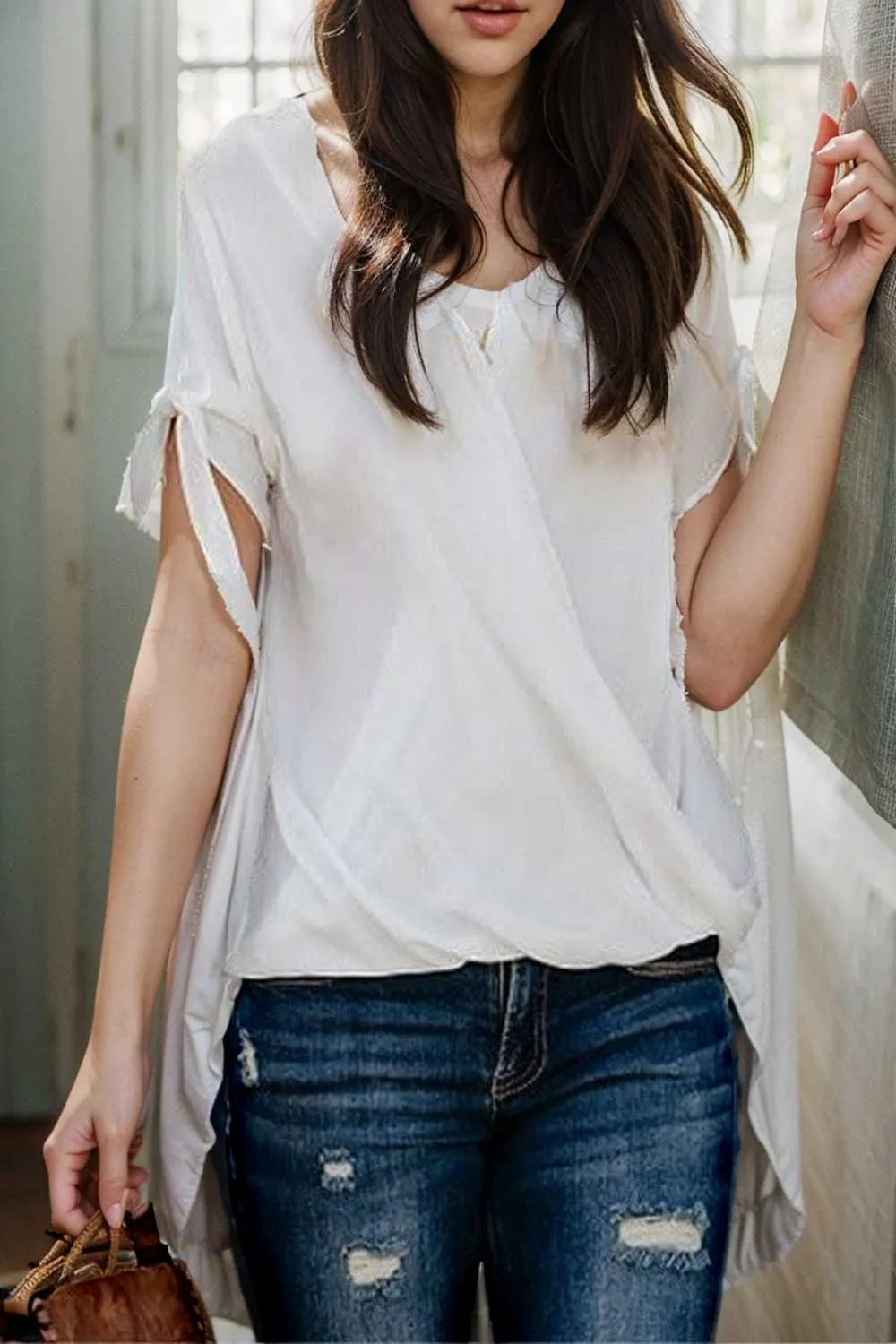 women s blouses loose solid belted long sleeve blouse
