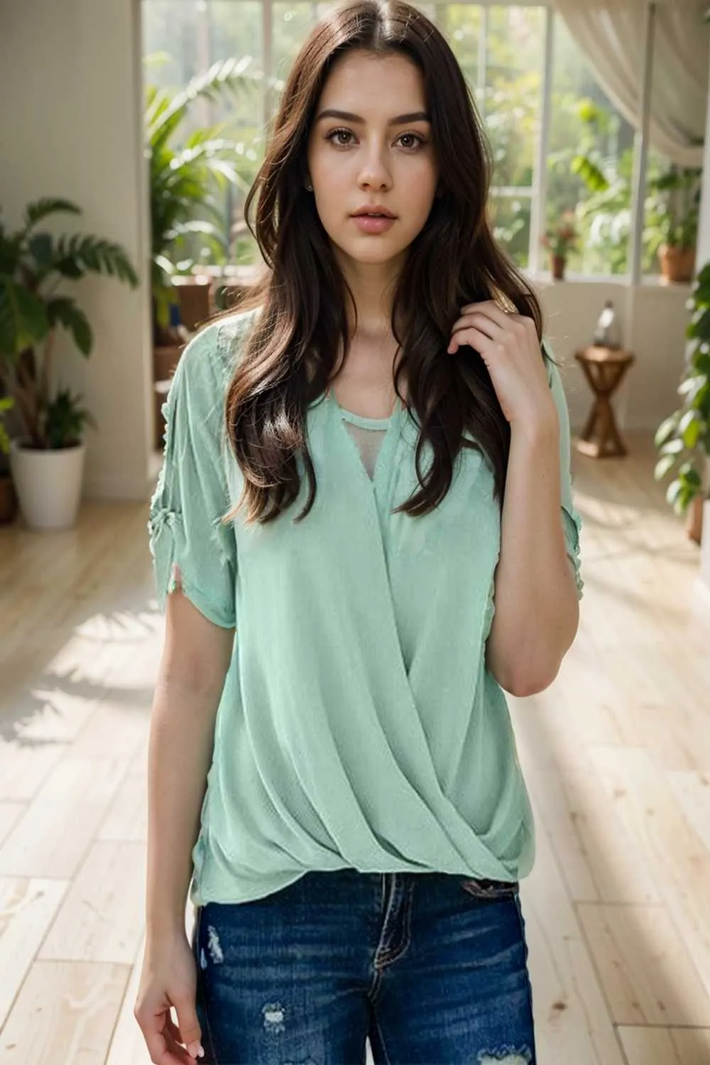 women s blouses loose solid belted long sleeve blouse