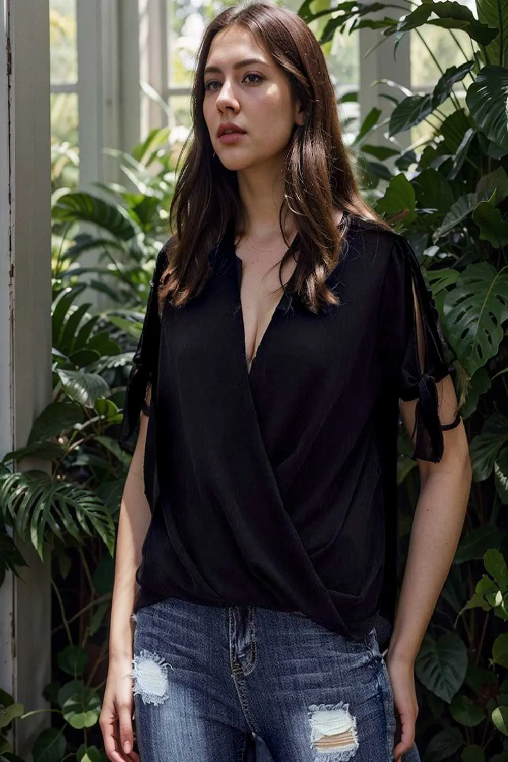 women s blouses loose solid belted long sleeve blouse