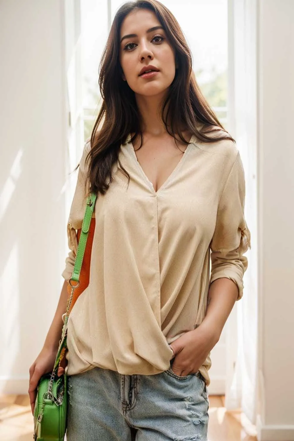 women s blouses loose solid belted long sleeve blouse