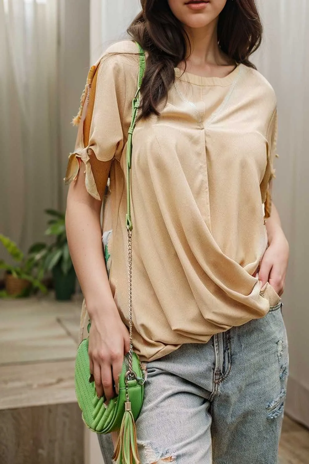women s blouses loose solid belted long sleeve blouse
