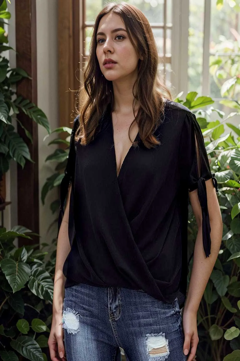 women s blouses loose solid belted long sleeve blouse