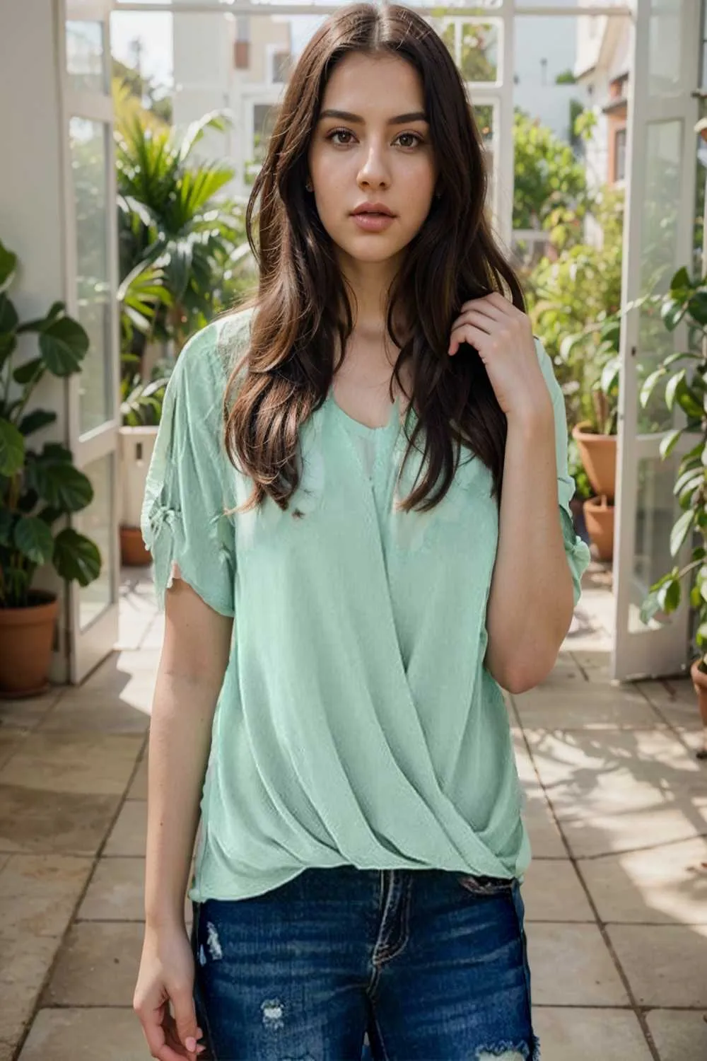 women s blouses loose solid belted long sleeve blouse