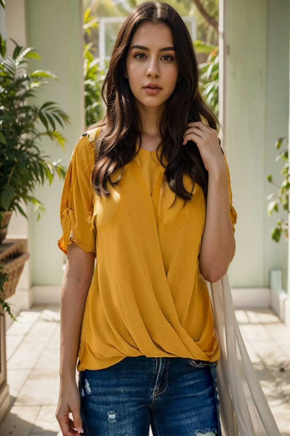 women s blouses loose solid belted long sleeve blouse