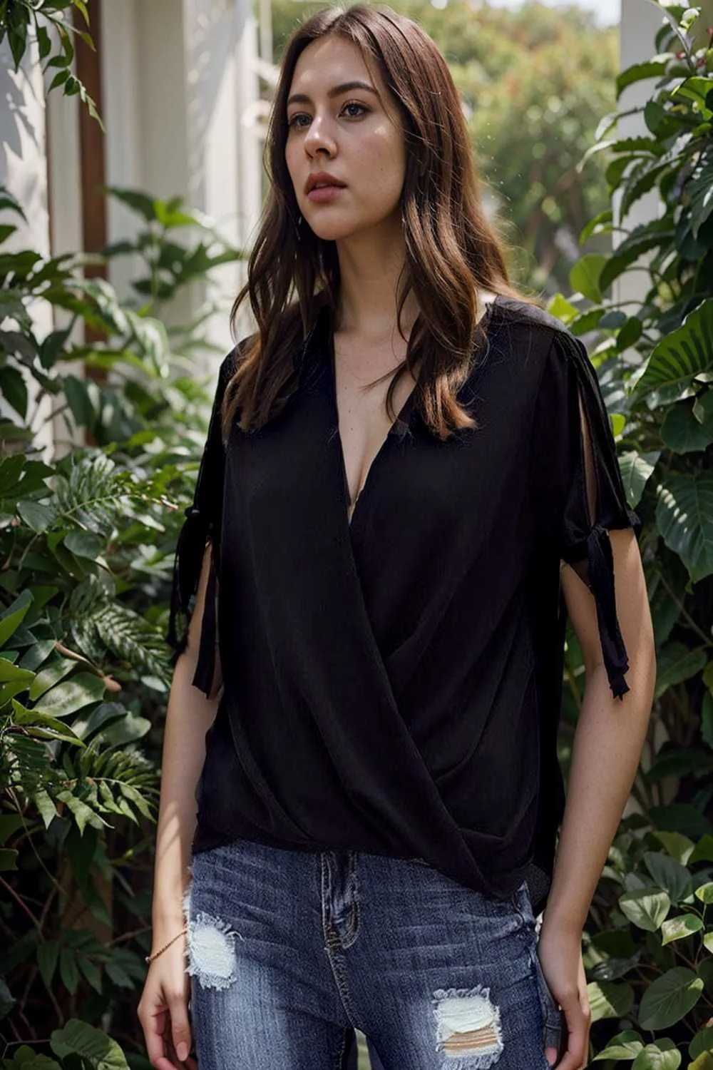 women s blouses loose solid belted long sleeve blouse