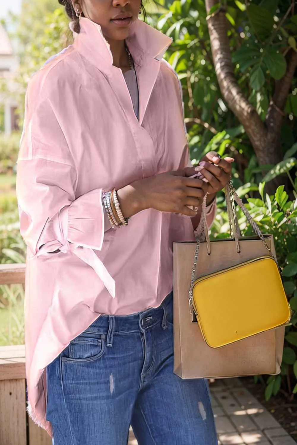 women s blouses loose solid belted long sleeve blouse