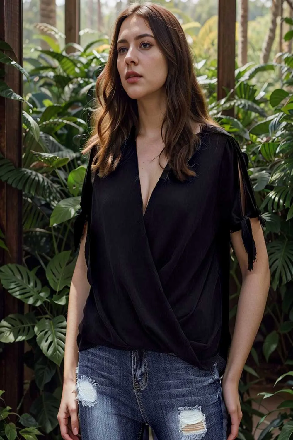 women s blouses loose solid belted long sleeve blouse