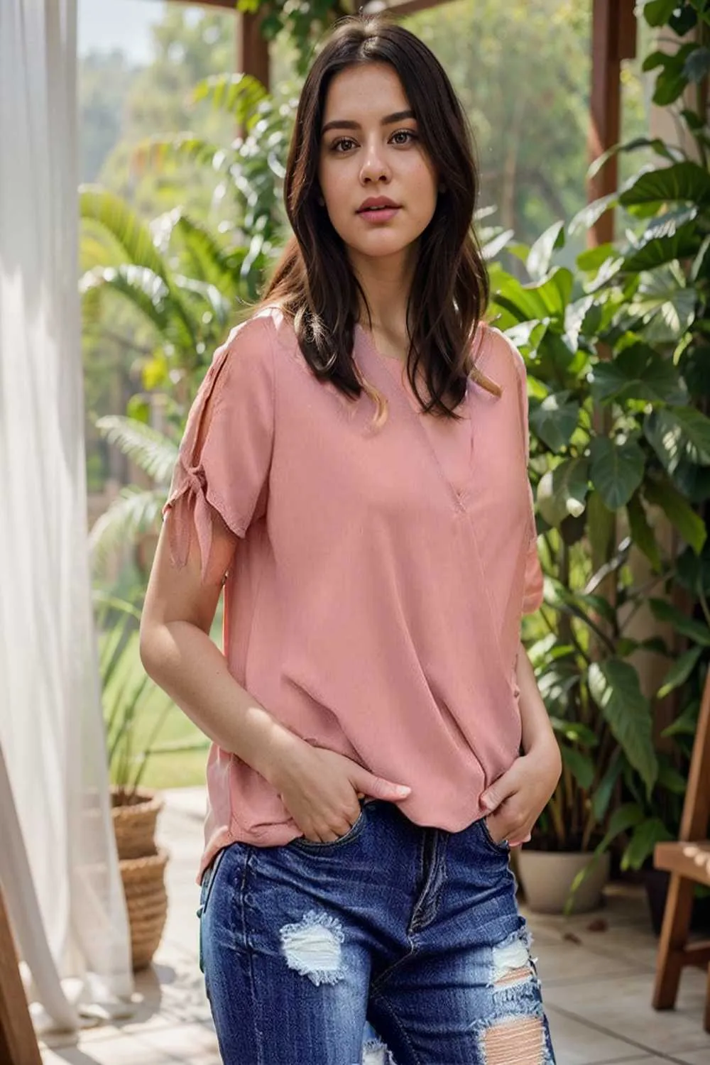 women s blouses loose solid belted long sleeve blouse