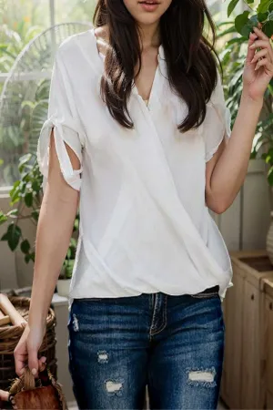 women s blouses loose solid belted long sleeve blouse