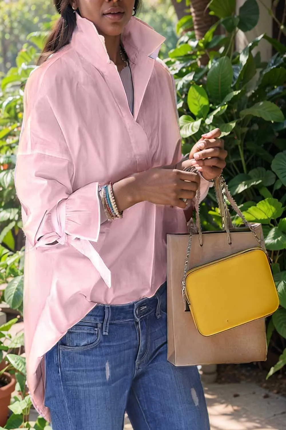 women s blouses loose solid belted long sleeve blouse