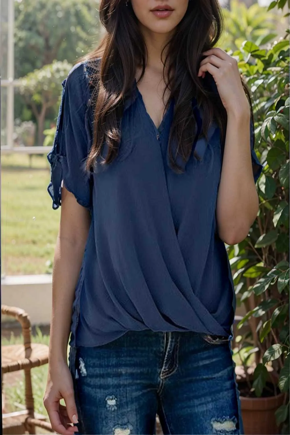 women s blouses loose solid belted long sleeve blouse