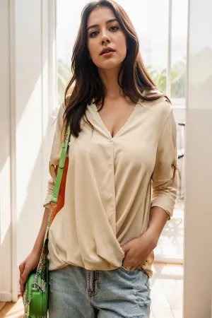 women s blouses loose solid belted long sleeve blouse