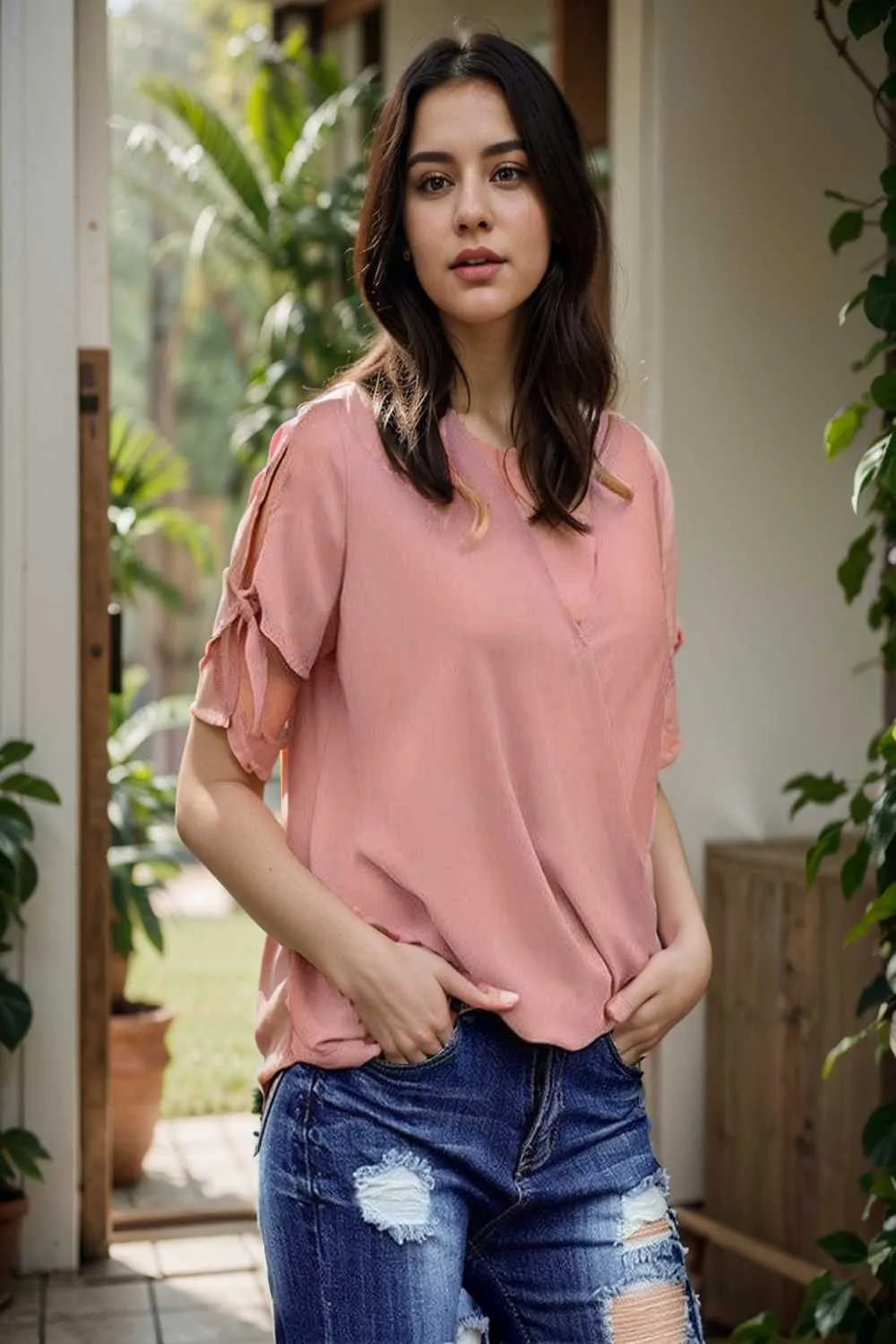 women s blouses loose solid belted long sleeve blouse