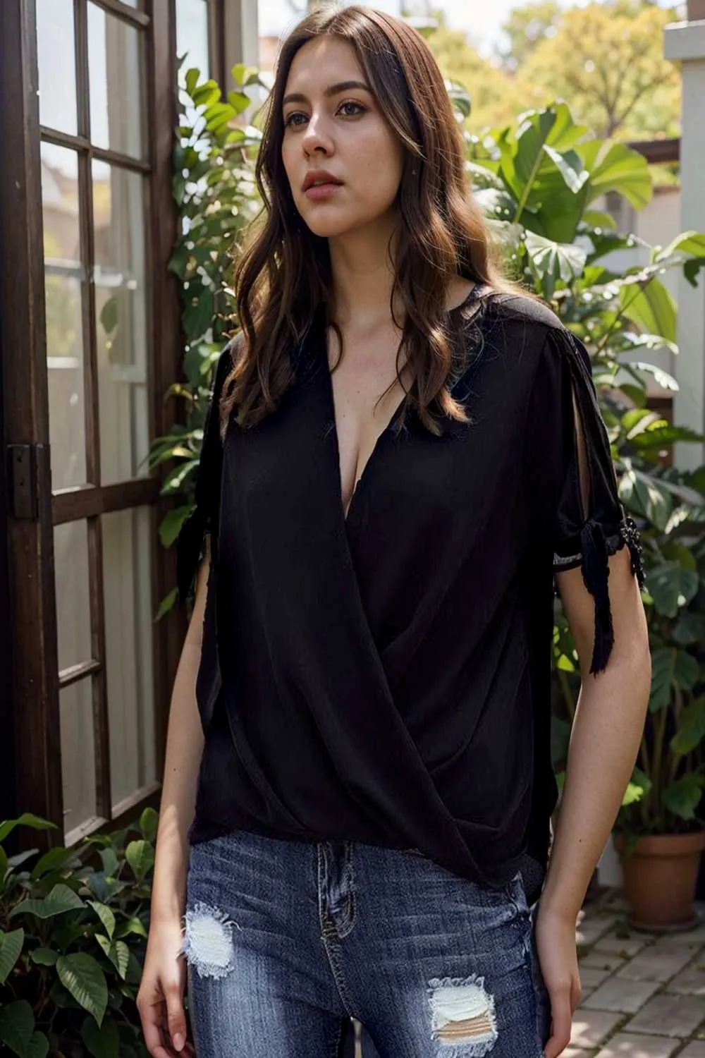 women s blouses loose solid belted long sleeve blouse
