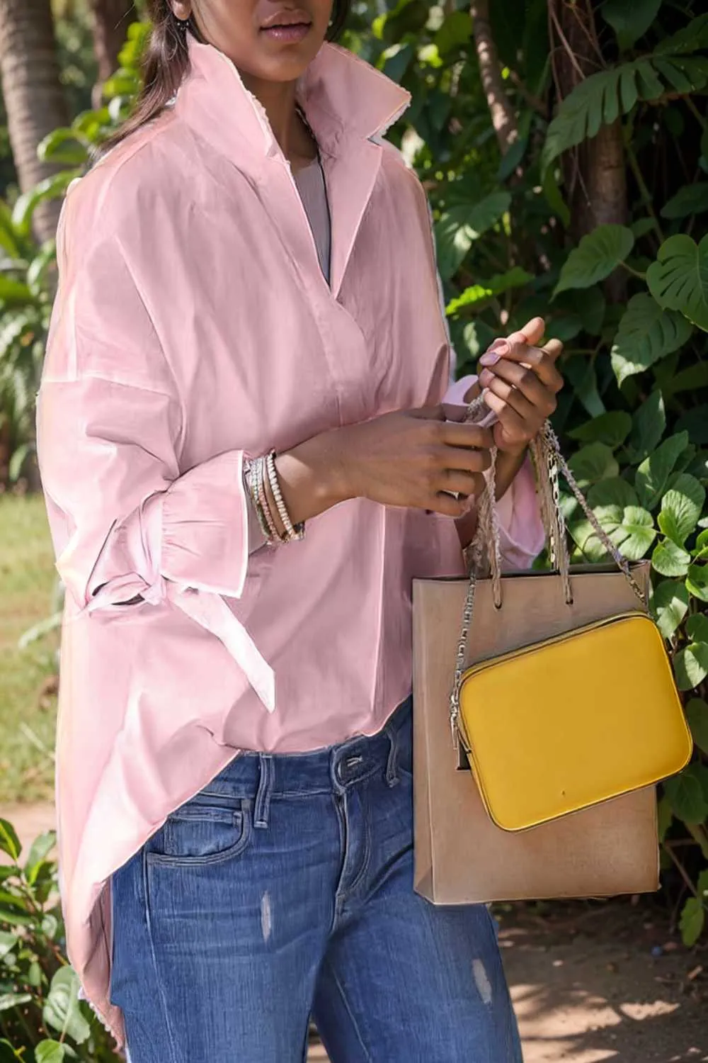 women s blouses loose solid belted long sleeve blouse