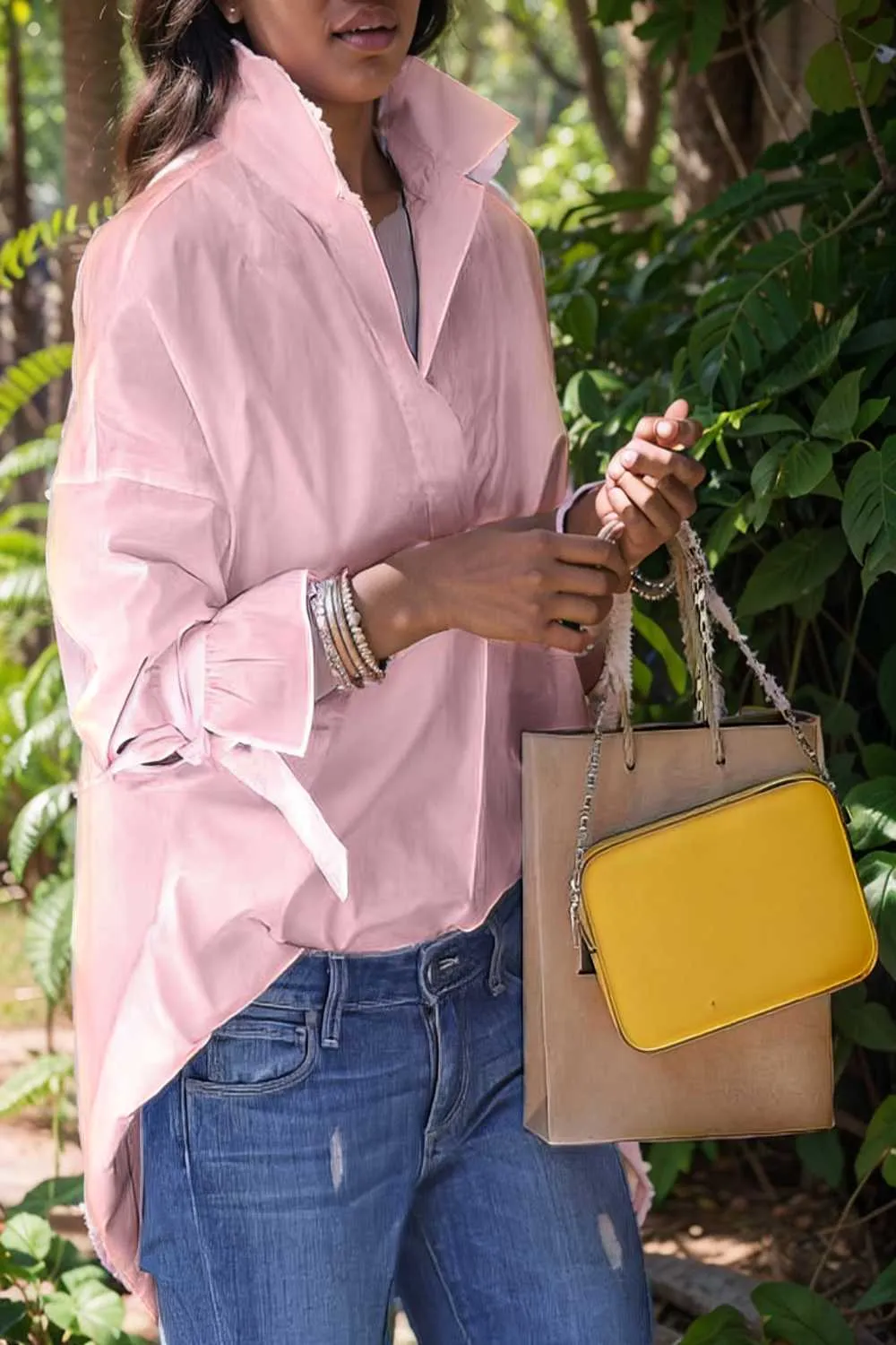 women s blouses loose solid belted long sleeve blouse