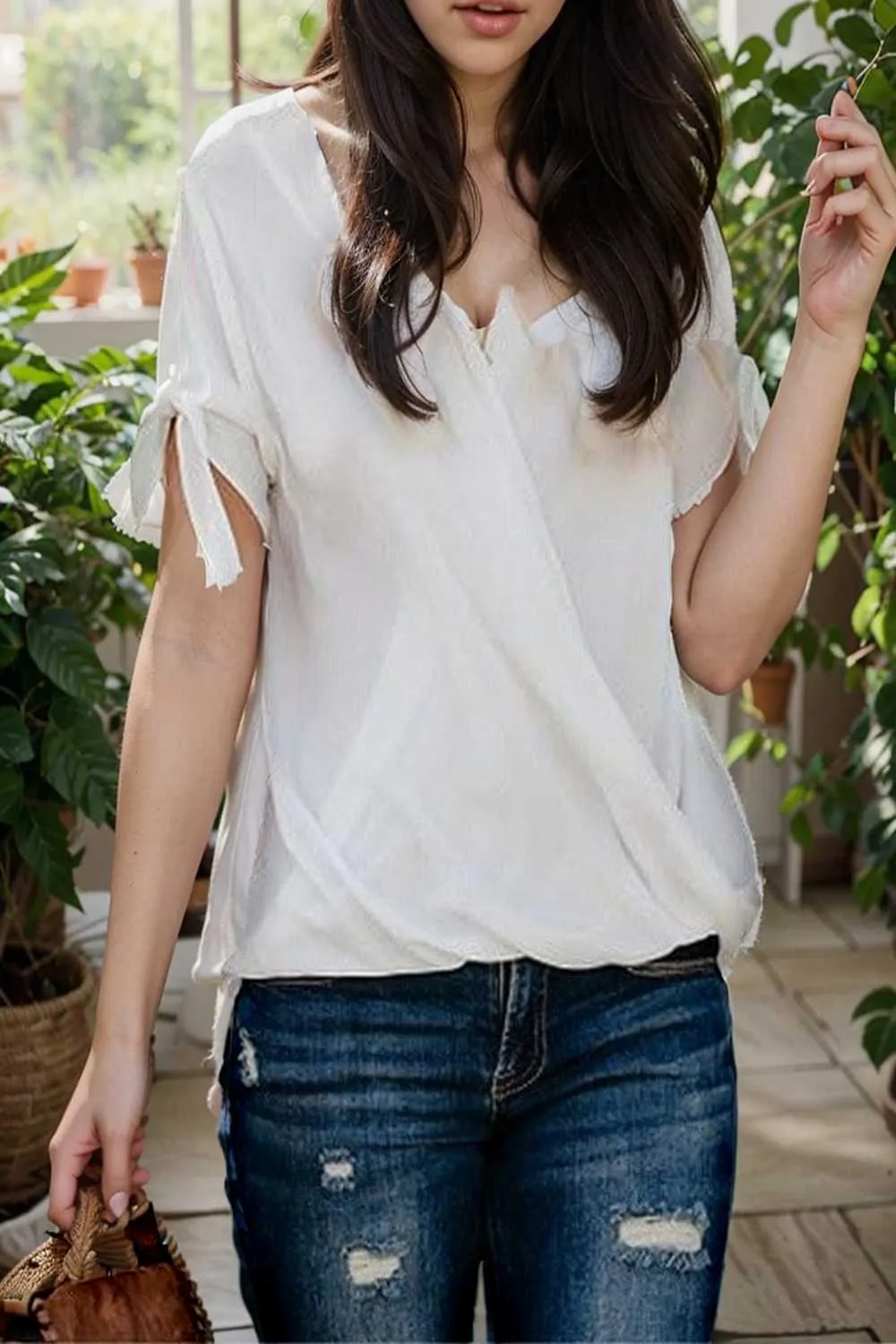 women s blouses loose solid belted long sleeve blouse