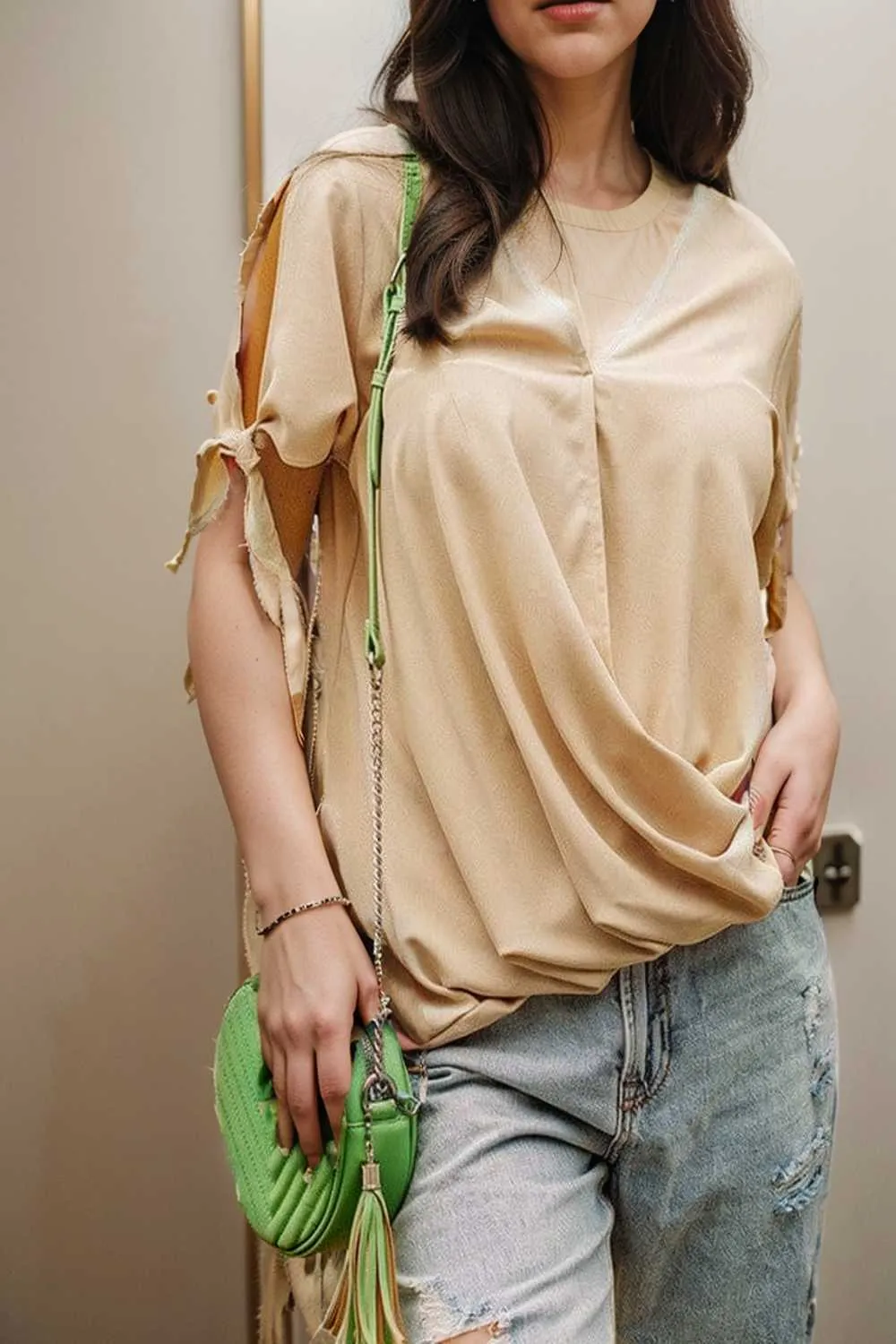 women s blouses loose solid belted long sleeve blouse
