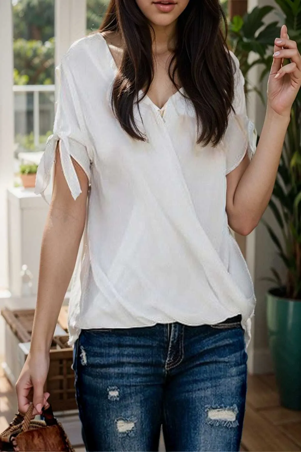 women s blouses loose solid belted long sleeve blouse