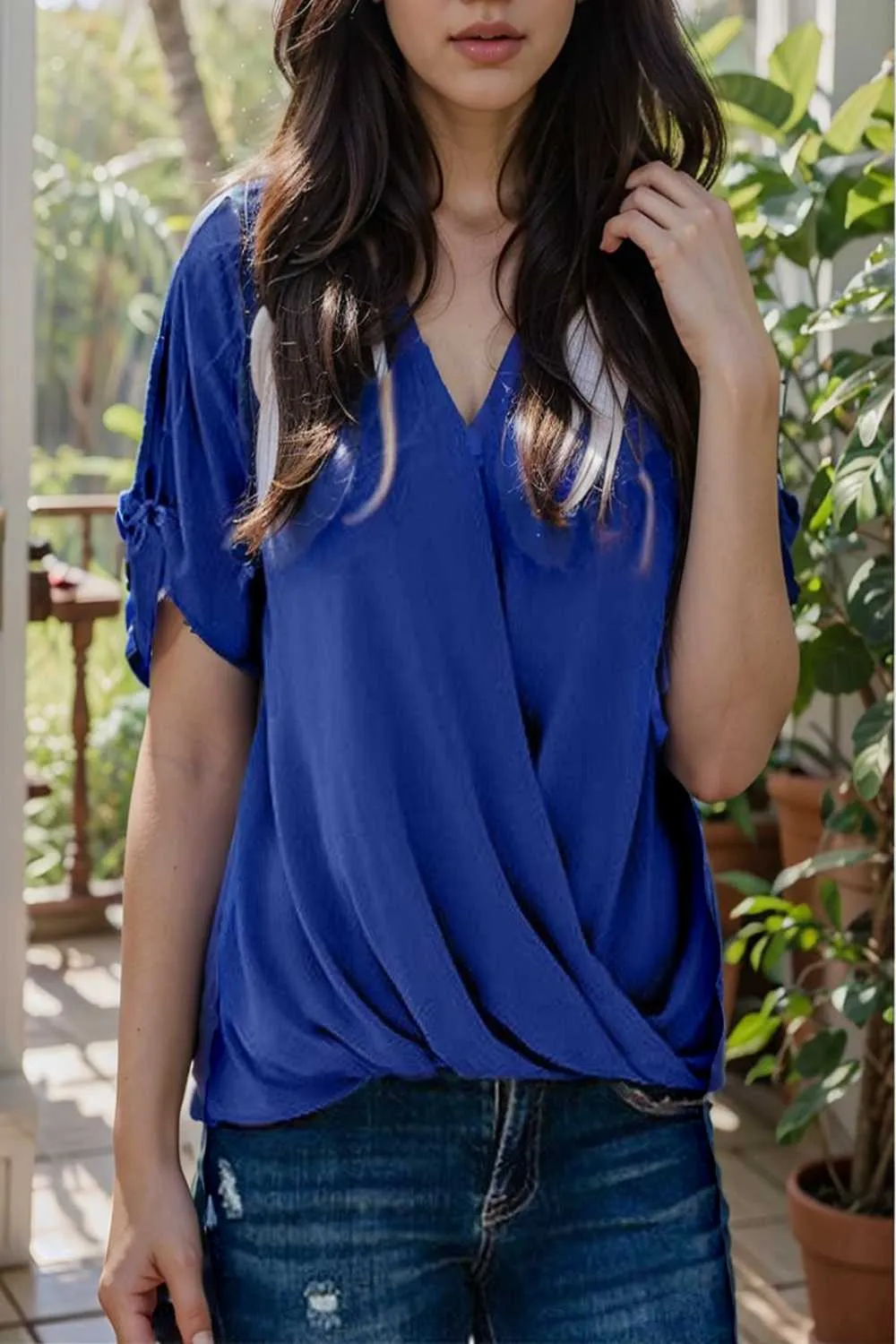 women s blouses loose solid belted long sleeve blouse