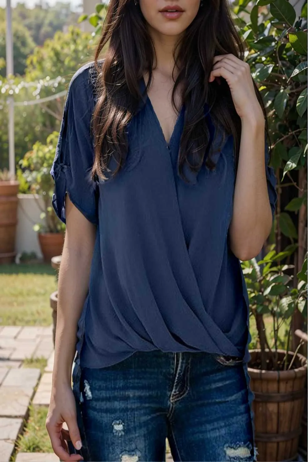 women s blouses loose solid belted long sleeve blouse