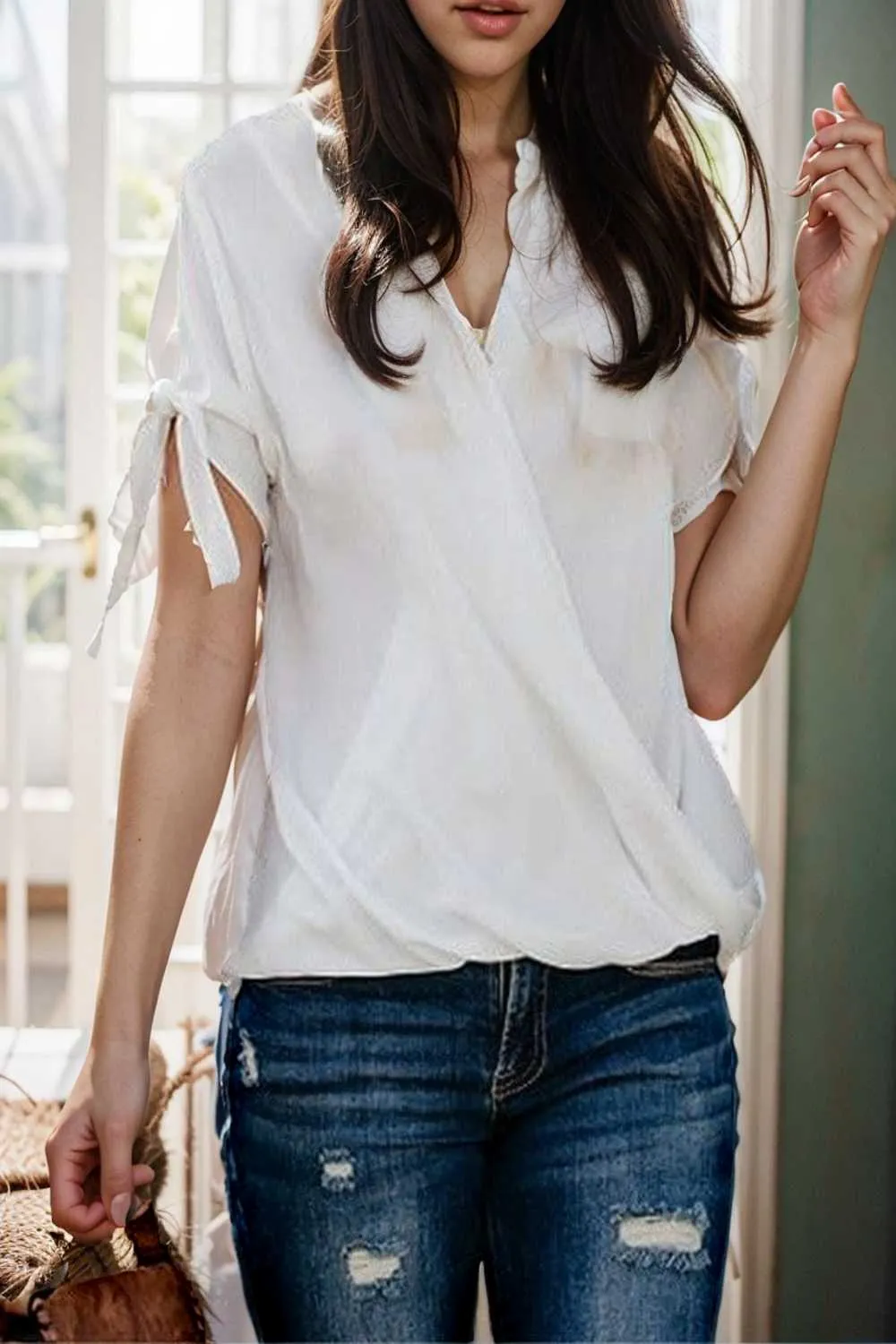 women s blouses loose solid belted long sleeve blouse